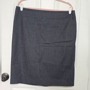 TALBOTS Dark Chambray Blue Jean Pencil Straight Skirt Lined Slit Size 16